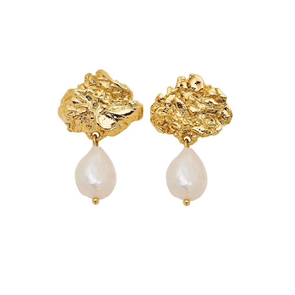 Amber‎ Sceats Quincey 24K Gold Plated Freshwater Pearl Earrings NEW